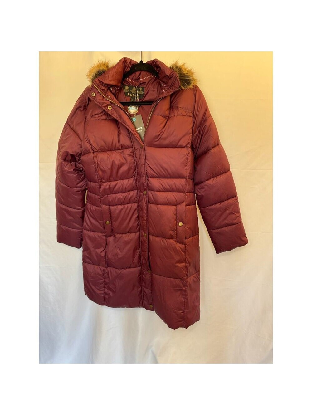 Barber Women's 12 Red Puffer Coat NWT Fur-Trim Hood
